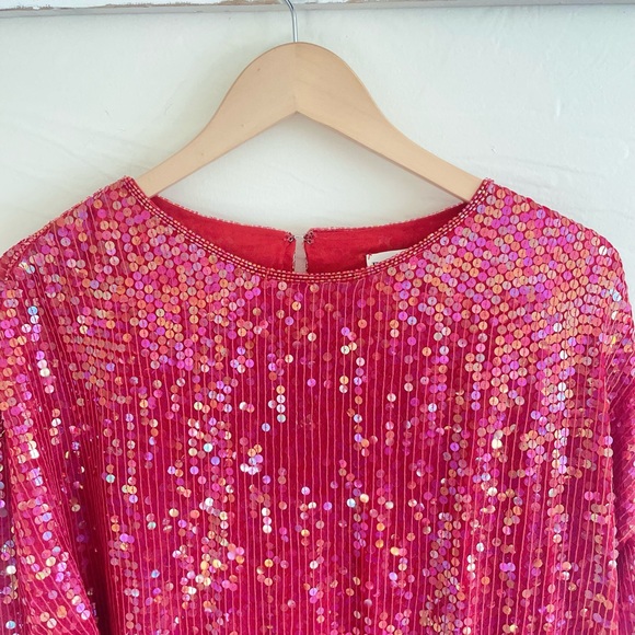 Red Vintage Sequin Blouse - Picture 1 of 10